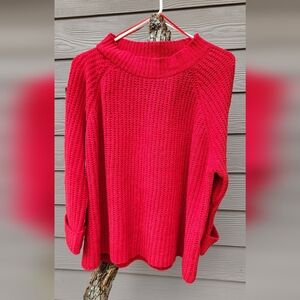 JohnPaulRichard Bright Red Waffle Knit Crewneck Sweater